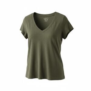LOFT Vintage Soft Olive Green V-Neck T-Shirt Women’s Small Short Sleeve